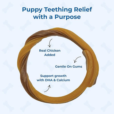 N-Bone Puppy Teething Rings, Taste of Texas Pulled Pork Flavor, Natural Puppy Teething Chews, Helps Soothe Teething Gums, Calcium Enriched Chew Treats, 3 Rings