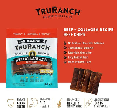 TRURANCH Collagen Chips - Collagen Dog Treats - Long Lasting Healthy Joint Support - Rawhide Alternative Chips - Skin & Coat Health - Made with Real Beef, Value Pack, 15 Bags, 7.5 lbs