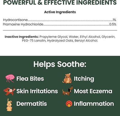 Hydrocortisone Spray for Dogs - Hot Spot Treatment & Itch Relief, 4 oz with Pramoxine - Soothes Dry Itchy Skin, Allergies, Dermatitis, Flea Bites, Aloe Infused, Made in USA - Chew + Heal Labs