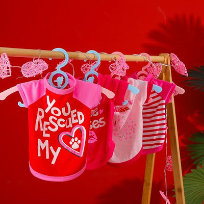 Weewooday 5 Pieces Dog Shirt Bulk Dog Pink Hearts Clothes Heart Pet Shirts for Small Dogs Girl Dogs Puppy Clothes for Chihuahua Yorkie Bulldog Schnauzer Breathable Shirt Vest (Small)