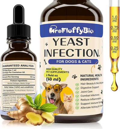 Natural Dog Yeast Infection Treatment - Itchy Skin & Ear Relief, Reduces Inflammation & Irritation, Soothes Allergy Symptoms - Herbal Supplement Drops for Dogs' Healthy Itch Relief (2 Oz)