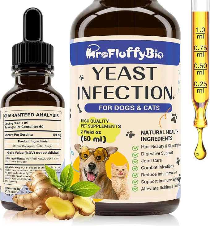 Natural Dog Yeast Infection Treatment - Itchy Skin & Ear Relief, Reduces Inflammation & Irritation, Soothes Allergy Symptoms - Herbal Supplement Drops for Dogs' Healthy Itch Relief (2 Oz)