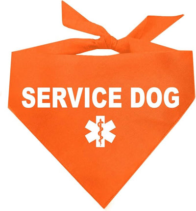 Service Dog Dog Bandana | 100% Cotton Adjustable Triangle |Service Dog | Working Animal | Assistance |Orange, X-Small (307)