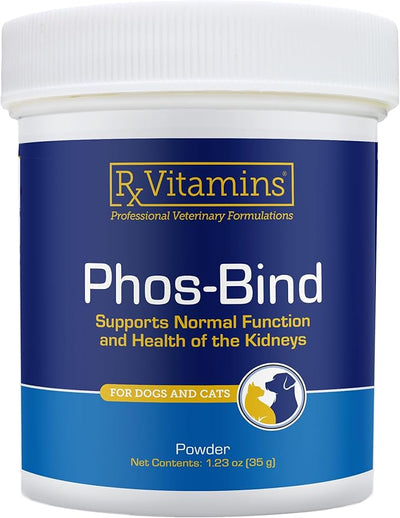 Rx Vitamins Phos-Bind Phosphate Binder for Cats and Dogs - 35g | Kidney Support to Help Reduce Phosphorous Absorption & Lower Serum Levels - 100% Aluminum Hydroxide for Dogs & Cats