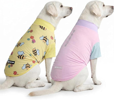Spark Paws Sunblock Dog T-Shirt, SPF30 Protection, Lightweight Breathable Quick Dry for Dogs with Sensitive Skin - Bees & Gelato (Set of 2) - Size 3XL