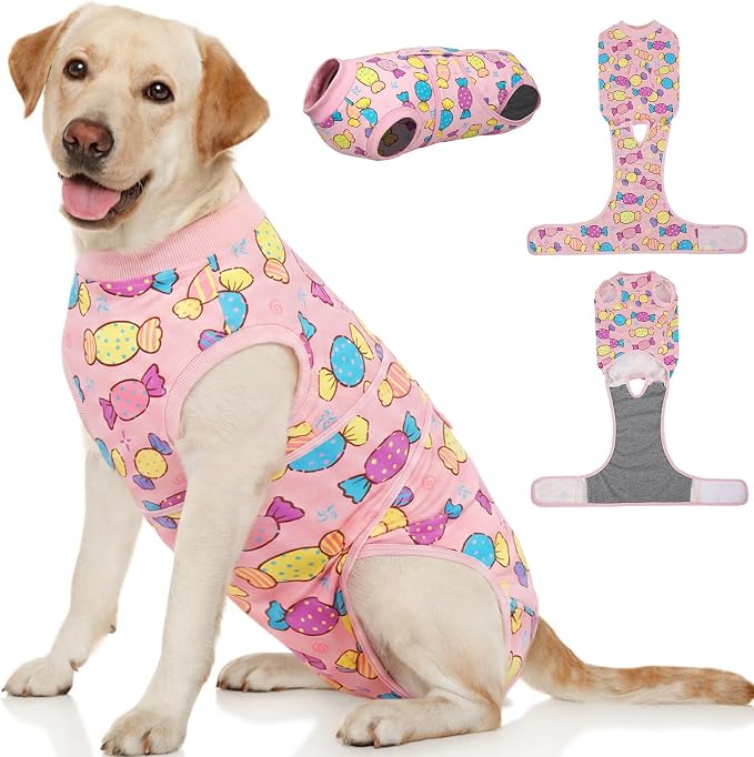 Kuoser Dog Surgery Suit Female Spay, Dog Recovery Suit Male Neuter, Pet Clothes Onesie for Surgery Anti Licking Abdominal Wounds Puppy Surgical Recovery Bodysuit Shirt, Substitute E-Collar & Cone