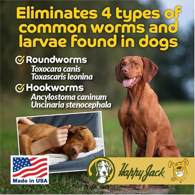 HAPPY JACK Liqui-Vict 2X Liquid Dog Dewormer, Butterscotch, 2 oz | Removes Roundworms & Hookworms, For Large, Medium & Small Breeds