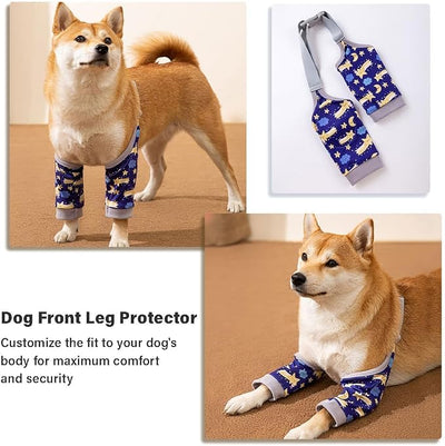MANON ROSA Dog Elbow Pads – Knee Wrap Front Leg Sleeves for Large Dogs, Wound Protection & Anti-Licking Brace for Injured Legs or Joints (Sleeve Length 9inches, Suit. Wt 55-66lbs, Large, Gray)