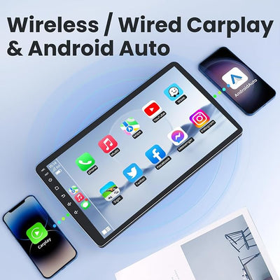 [8core] Car Radio Stereo for Jeep Patriot Compass 2010-2016: 10in 1280 * 800 IPS HD Touch Screen Replacement with Wireless CarPlay Android Auto GPS SWC Bluetooth WiFi FM AM Backup Camera
