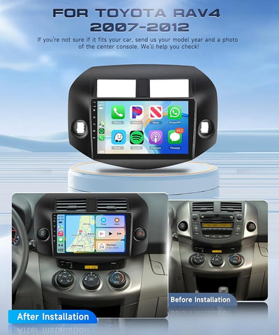 Android 15 Car Stereo for Toyota RAV4 2007-2012 Radio Wireless Carplay Android Auto 10.1 inch 1080P HD IPS Touch Screen DSP EQ Built-in GPS MirrorLink WiFi Bluetooth FM/RDS AHD Backup Camera Mic