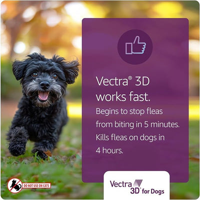 Vectra 3D Flea and Tick Prevention for Dogs, Kills and Repels Fleas, Ticks & Mosquitoes | Fast‑Acting, Waterproof, No Prescription Needed | Medium Dog 21-55 lbs, 6‑Month Supply