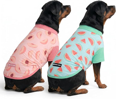 Spark Paws Sunblock Dog T-Shirt, SPF30 Protection, Lightweight Breathable Quick Dry for Dogs with Sensitive Skin - Watermelon & Peach (Set of 2) - 5XL