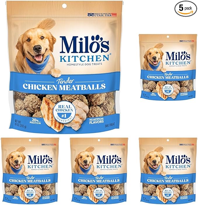 Milo's Kitchen Chicken Meatballs Dog Treats, 10 Ounce (Pack of 5)