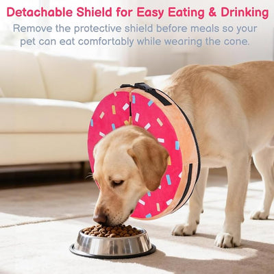 Sponge Dog Cone After Surgery, No Inflation Required Dog Donut Collar to Stop Licking, Inflatable Cone Alternatives for Medium Pets, Soft Recovery Collar with Protective Shield (Donut, S)