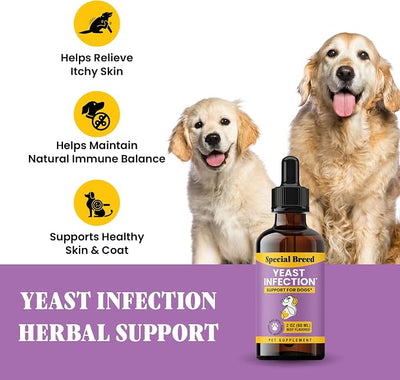 Natural Yeast Infection Relief for Dogs – Itchy Skin & Ear Treatment, Supports Allergy & Immune Health, Reduces Itching, Irritation & Inflammation, Liquid Drops, 8oz