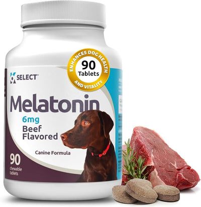 K9 Select Wellness Bundle for Dogs: Peanut Butter Flavored HMR Lignans (20mg, 90 Tablets) & Beef Flavored Melatonin (6mg, 90 Chewable Tablets) - Holistic Health Assistance - Small to Large Breeds