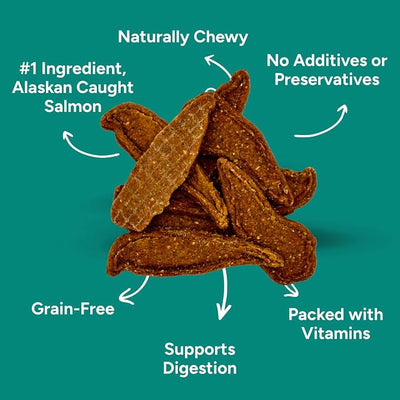 Gaines Family Farmstead Salmon & Sweet Potato Fillets for Dogs – 8 oz, All-Natural Soft Chews, Wild-Caught Alaskan Salmon, Limited-Ingredient Dog Treats, Made in USA