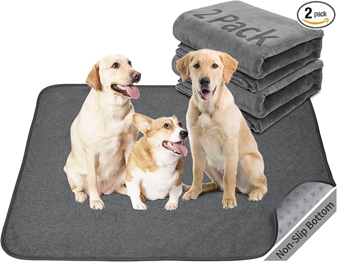 Washable Dog Pee Pads 36x72 2Pack Reusable Whelping Pads, Absorb Dog Mats Non-Slip Puppy Training Pads for Whelping, Potty, Training, Playpen, Crate