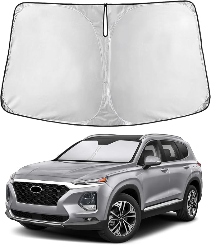 EcoNour Windshield Sunshade Compatible for Hyundai Santa Fe 2013-2016 2017 2018, Sun Visor for Front Windshield & Window Sun Shade Cover, UV Heat Blocker & Protector, Car Accessories