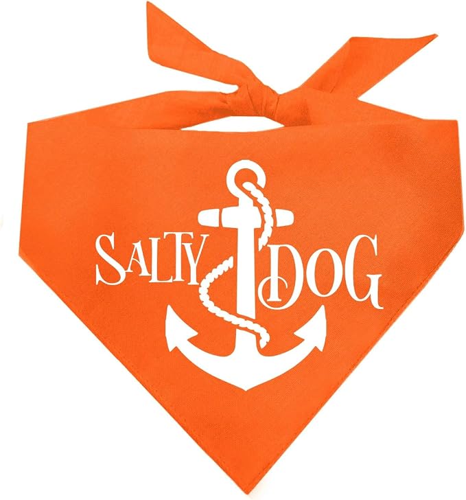Salty Dog Dog Bandana 100% Cotton Adjustable Triangle Summer Vacation Beach Pool | Orange, One Size (100)