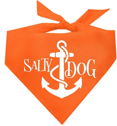 Salty Dog Dog Bandana 100% Cotton Adjustable Triangle Summer Vacation Beach Pool | Orange, One Size (100)