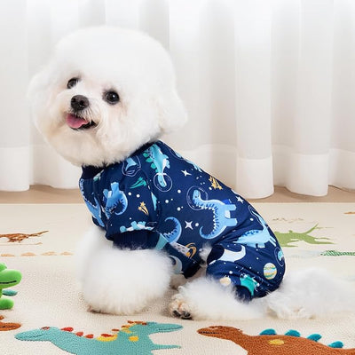 XPUDAC 4 Pack Dog Pajamas for Small Medium Sized Doggie Comfy Strechy Dog Pjs for Boy Puppy Clothes Cat Onesies Pet Outfits, XL