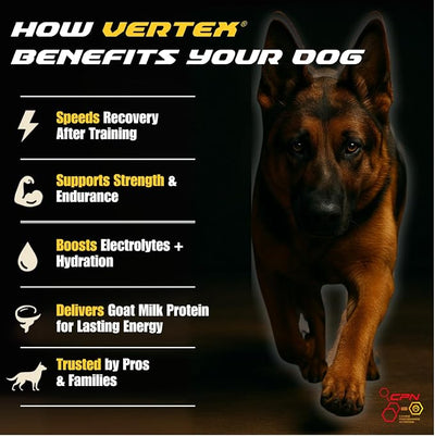Vertex Canine Essentials High-Performance Dog Supplement – Predigested Liver, Whey & Egg Protein – Muscle Growth, Recovery, Fertility & Milk Production– Active, Working & Breeding Dogs, 2lbs Nutrition