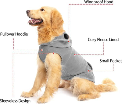 EXPAWLORER Dog Hoodie Fleece Sweater Vest, Hooded Dog Sweatshirt Fall Winter Pet Clothes with Leash Ring, Sleeveless Warm Cozy Puppy Clothing for Cat Small Medium Large Dogs Girl Boy, Grey M