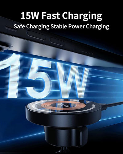 ZBF Magnetic Wireless Car Mount Charger, 15W Fast Charging for MagSafe Car Mount,Magnetic Car Phone Holder Mount, Car Cell Phone Holder Fit iPhone 17 16 15 14 13 12 All Smartphones