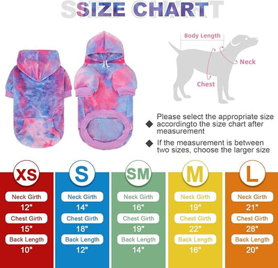 PAWCHIE Dog Hoodie for Small Dogs,Tie Dye Dog Cloth with Leash Hole,Puppy Sweatshirt, Pet Outfit, Cat Apparel,Pink Blue,M