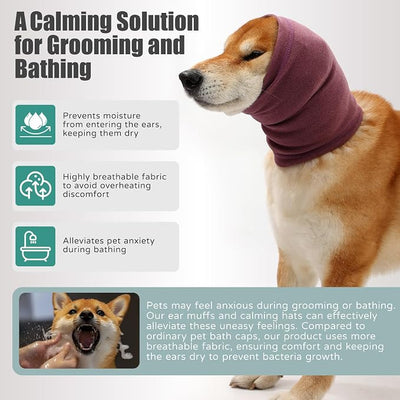 Dog Calming Hoodie, Hematoma Ear Wrap, Quiet Head Cover Sleeves Ear Covers for Bath, Thunderstorms