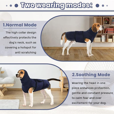 Dog Anxiety Vest with Hoodie,Breathable Dog Thunder Jacket for Thunderstorms,Fireworks,Vet Visits,Separation,Adjustable Calming Vest for Small Medium Large Dogs,Navy,XL