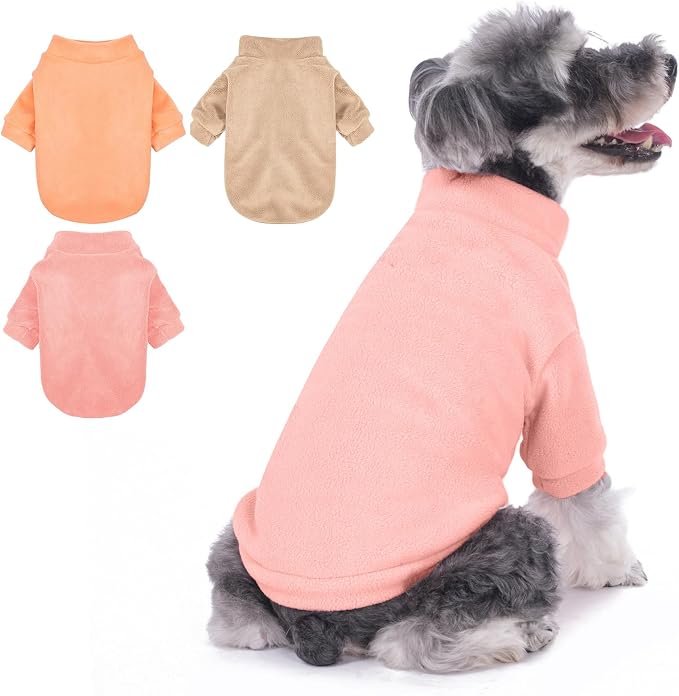 GYALAPERI Dog Sweater, 3 Pack Dog Sweaters for Small Dogs Girl Boy, Ultra Soft Warm Puppy Clothes Dog Coat for Winter (Peach+Lt Camel+Pink, X-Small)