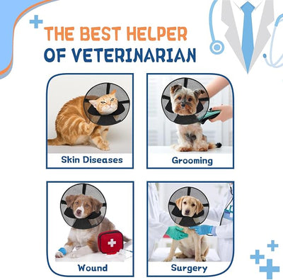 Dog Cone Collar to Stop Licking, Soft Mesh Recovery Collar After Surgery with Liner, Elizabeth Cone Alternative for Medium and Large Dogs, for Surgery, Spay, Neuter, Wound Care,S,Black