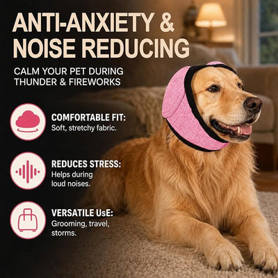 Noise Cancelling Ear Wrap,Quiet Dogs Calming Hoodie,Waterproof Dog Calming Hood,Dog No Shake Ear Muffs Noise Protection Firework Thunder Vacuum,Adjustable for Grooming Bathing & Swimming (Grey-M)
