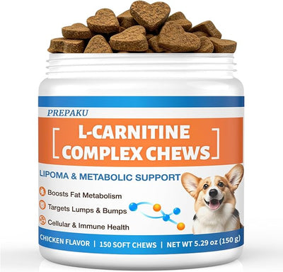 Lipoma Treatment for Dogs – L-Carnitine Optimizes Fat Metabolism & Comfort; Advanced Formula with Turkey Tail, Yunnan Sanqi, CoQ10 & Curcumin Blend for Cellular Care, Immunity & Vitality - 150 Chews