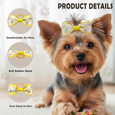 QingHan Puppy Dog Hair Bows: 2 inches with Rubber Bands Small Pet Grooming Girl Doggy Accessories 100pcs (50 Pairs)
