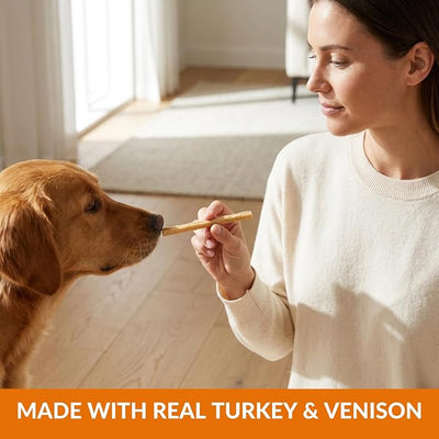 Wild Eats Turkey and Venison Collagen Sticks for Dogs (25 Pack) Long Lasting Dog Chews, No Hide Dog Treat Bully Stick Alternative, Rawhide Free, Grain Free, High Protein