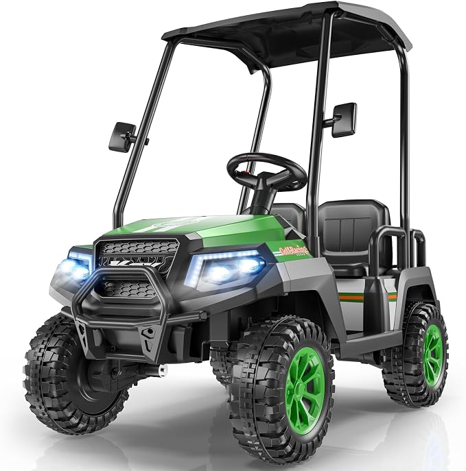 LIGIANT 24V Ride on Car for Big Kids, 4-Seaters Kids Golf Cart, Max. Capacity: 264 Lbs(4 Kids), 4WD Kid's Car w/Remote Control, Detachable Awning, Spring Suspension, Music/Story/Power Display