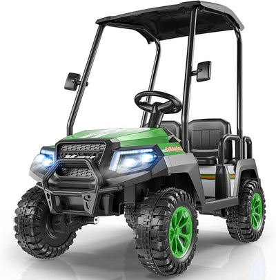 LIGIANT 24V Ride on Car for Big Kids, 4-Seaters Kids Golf Cart, Max. Capacity: 264 Lbs(4 Kids), 4WD Kid's Car w/Remote Control, Detachable Awning, Spring Suspension, Music/Story/Power Display