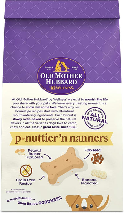 Old Mother Hubbard Wellness P-Nuttier 'N Nanners Dog Biscuits, Natural, Training Treats, Peanut Butter & Banana Flavor, Mini Size, (1 Pound Bag) (Pack of 2)