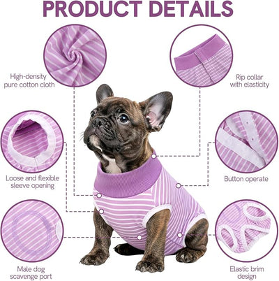 SAWMONG Recovery Suit for Dogs Female Male, Cotton Breathable Dog Onesie After Surgery Spay Neuter, Professional Dog Surgical Suit, Substitute Pet E-Collar Cone, Purple, Medium