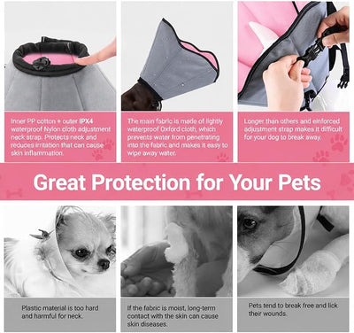 Dog Cone Collar for Dogs After Surgery Extra Long, Adjustable Comfy Dog Elizabethan Pet Collar Cone for Large Dogs Anti-Lick Protective Wound (Pink, S)