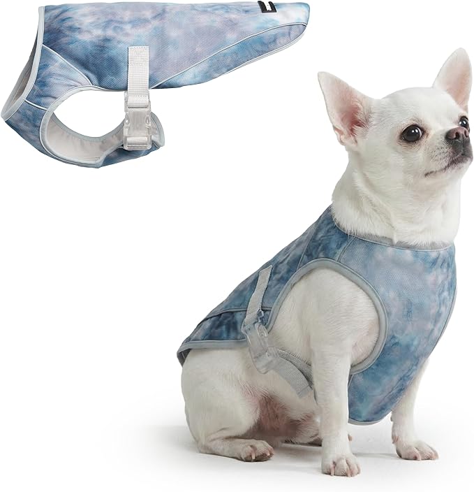 Spark Paws Dog Cooling Vest - SPF 50 UV Sun Protection - Summer Heat Relief Gear for Dogs, Lightweight, Evaporative Cooling - Dog Anxiety Relief Vest During Hot Days - Ice Blue, Small