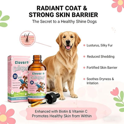 Liquid Collagen for Dogswith Micro Peptide Repair System Liquid Support for Mobility, Skin & Coat, Hip & Joint Care for Small Medium Large Breeds with Hyaluronic Acid & Types I, Ii & Iii Collagen
