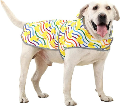 Dog Raincoat for Large Dogs Waterproof Jacket Hooded Rain Coats with Reflective Strips Leash Hole & Poncho Adjustable Fit (Rainbow,XL)