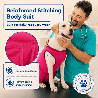 Purpose-Built Dog Surgery Recovery Suit with Rear Leg Sleeve to Stop Licking, Professional Dog Pants to Prevent Licking, TPLO Surgery Recovery Essentials, ACL Knee Wound Protection, Rose-Red L