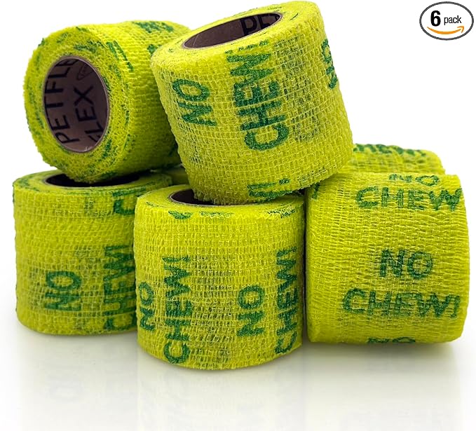 OVIK Health PetFlex No Chew – Flexible Self-Adhering Elastic Bandage for Wound Care – First Aid Wrap for Small Animals Like Dogs, Cats, and Other Pets - 2 inch, 6 Rolls