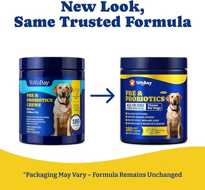 Probiotics for Dogs - Dog Probiotics for Digestive Health, Yeast, Itchy Skin, Gut Health, Immune & Skin - 6 Billion CFUs, Duck & Pear Flavor - with Prebiotics & Digestive Enzymes, 2 Pack