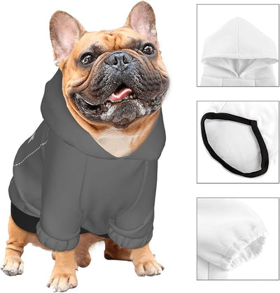 Personalized Dog Hoodie, Custom Dog Costumes for Small Dogs, Holiday Happy Dog Clothes Football Pet Shirt Sweater with Name Number for Girl/Boy Cats/Kitten, Darkgrey, M
